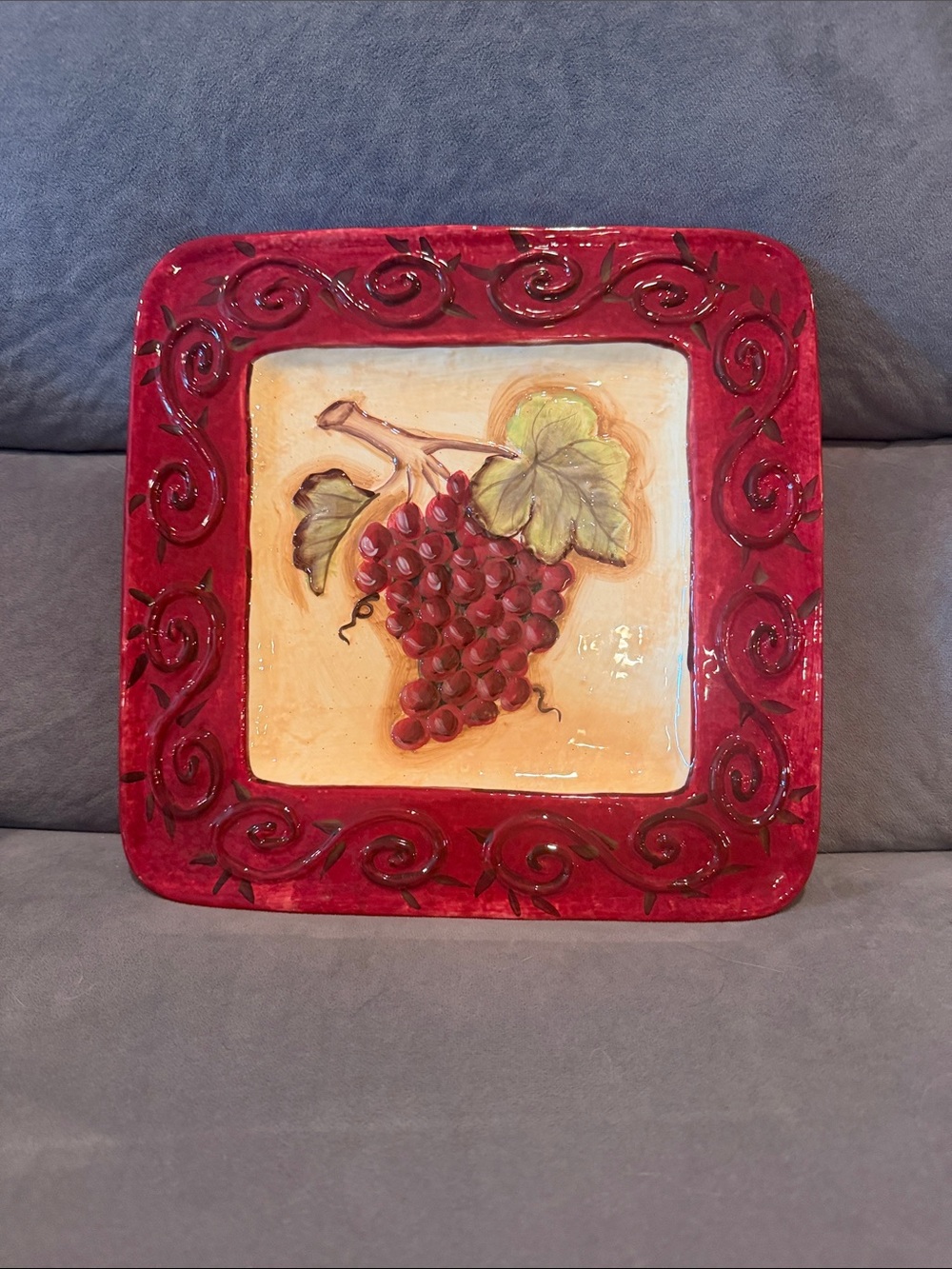 Certified International Red Grapes Ceramic Decorative Plate